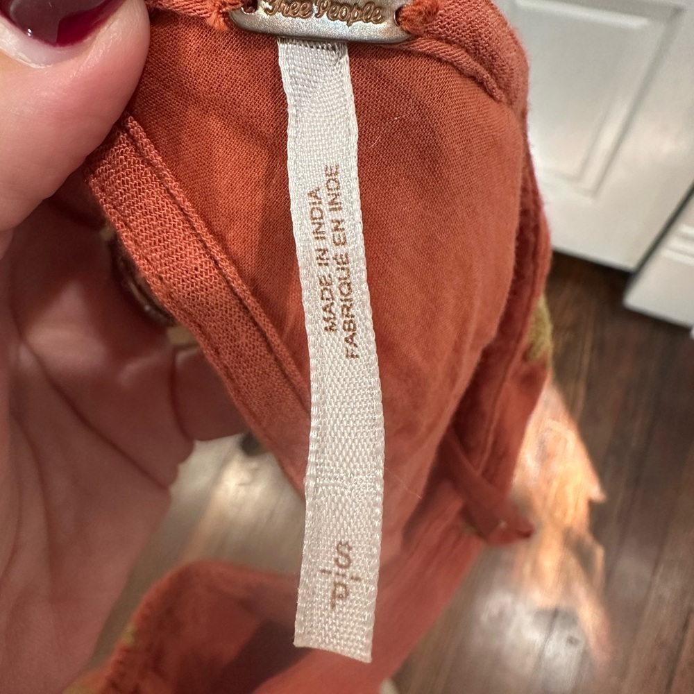 Free People Embroidered Burnt Orange Size S - Picture 5 of 8